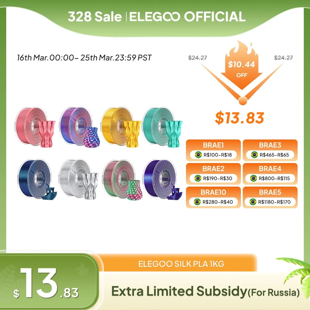 ELEGOO Silk PLA Filament 1.75mm 1KG,3D Printer Filament 1kg Gold Silver Fits for Most FDM 3D Printers