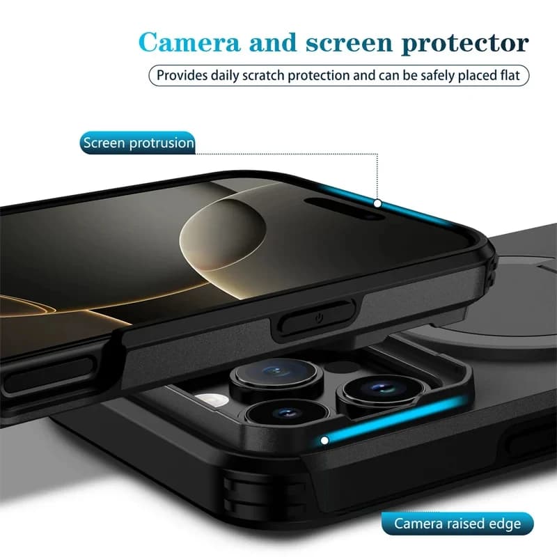 غطاء حماية عدسة الكاميرا لهاتف iPhone 16 و15 و14 و13 Pro Max و14Plus و15Plus و16Plus و16e و16 و15 و14 Pro و17، غطاء مع حامل مغناطيسي - 3