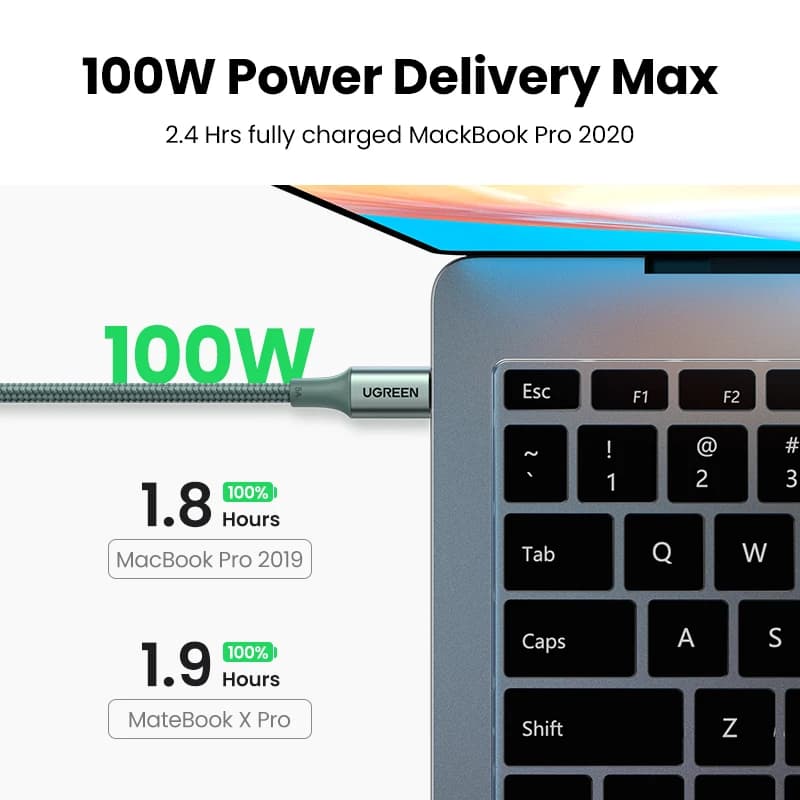 كابل USB-C من UGREEN يدعم PD 100 واط للشحن السريع لهواتف آيفون 17 و16 وماك بوك وسامسونج S26 وآيباد وشاومي - 2