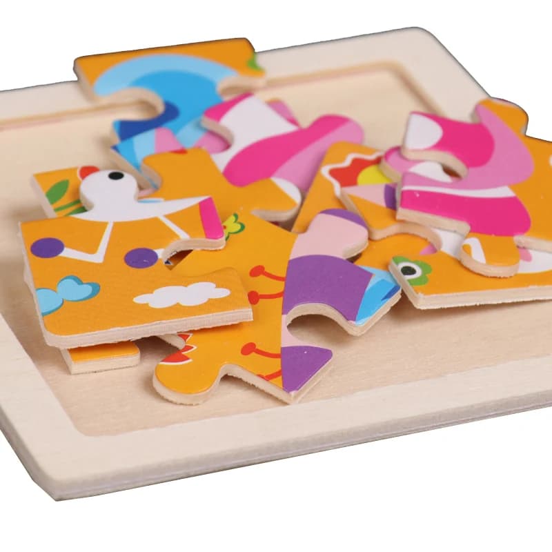 Hot Sale 11X11CM Kids Wooden Puzzle Baby Cartoon Animal Traffic Tangram Wood Puzzle Educational Jigsaw Toys For Children Gifts - 4