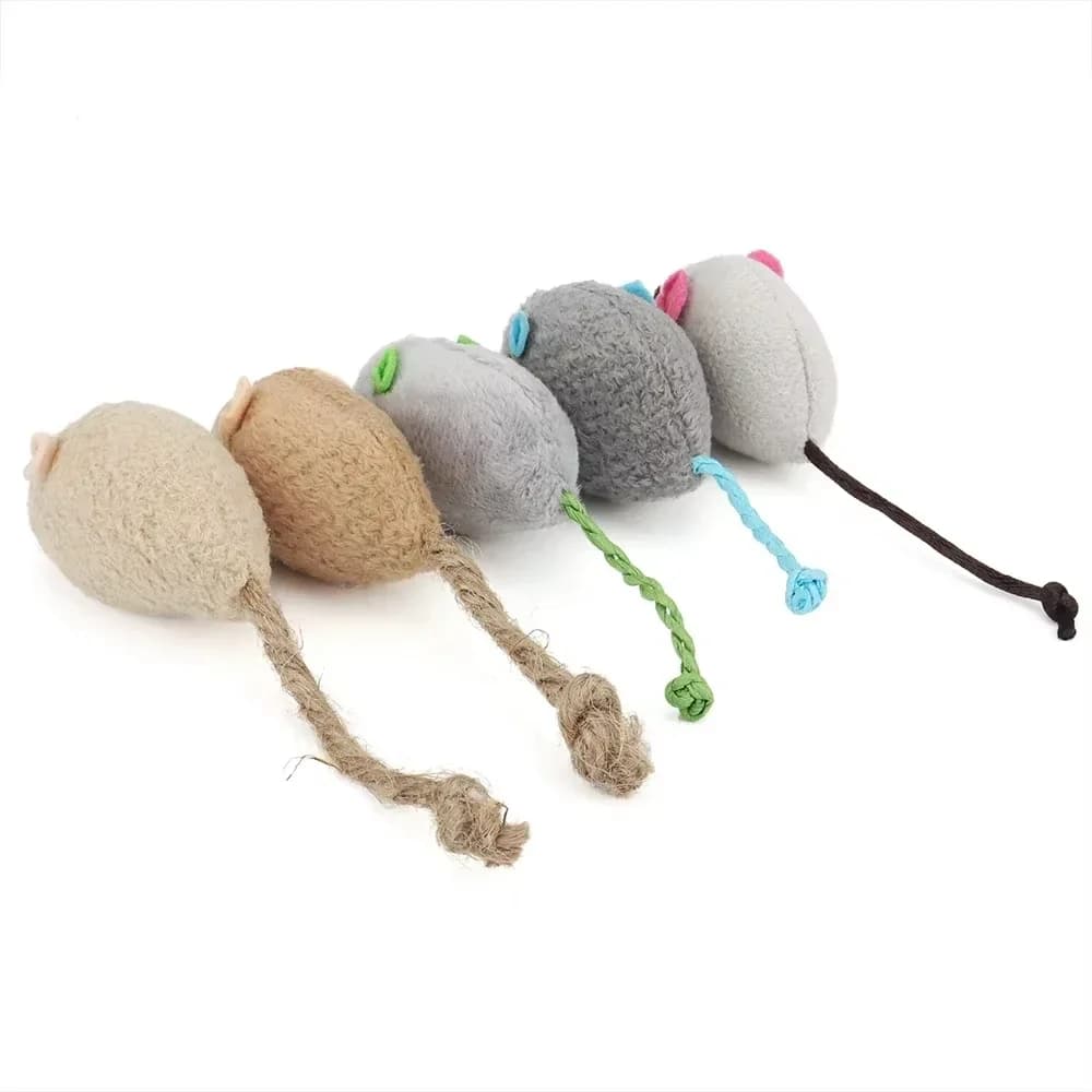 5pcs Rattle Cat Mouse Toys Also Prefilled Catnip Faux Fur Cat Mice Toys Interactive Cat Game Catnip Toys for Indoor Cats toy - 6