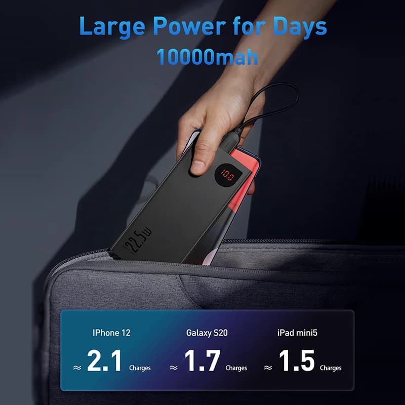 Baseus Power Bank 10000mAh with 22.5W PD Fast Charging Powerbank Portable Battery Charger For iPhone 16 15 14 13 Pro Max Xiaomi - 3