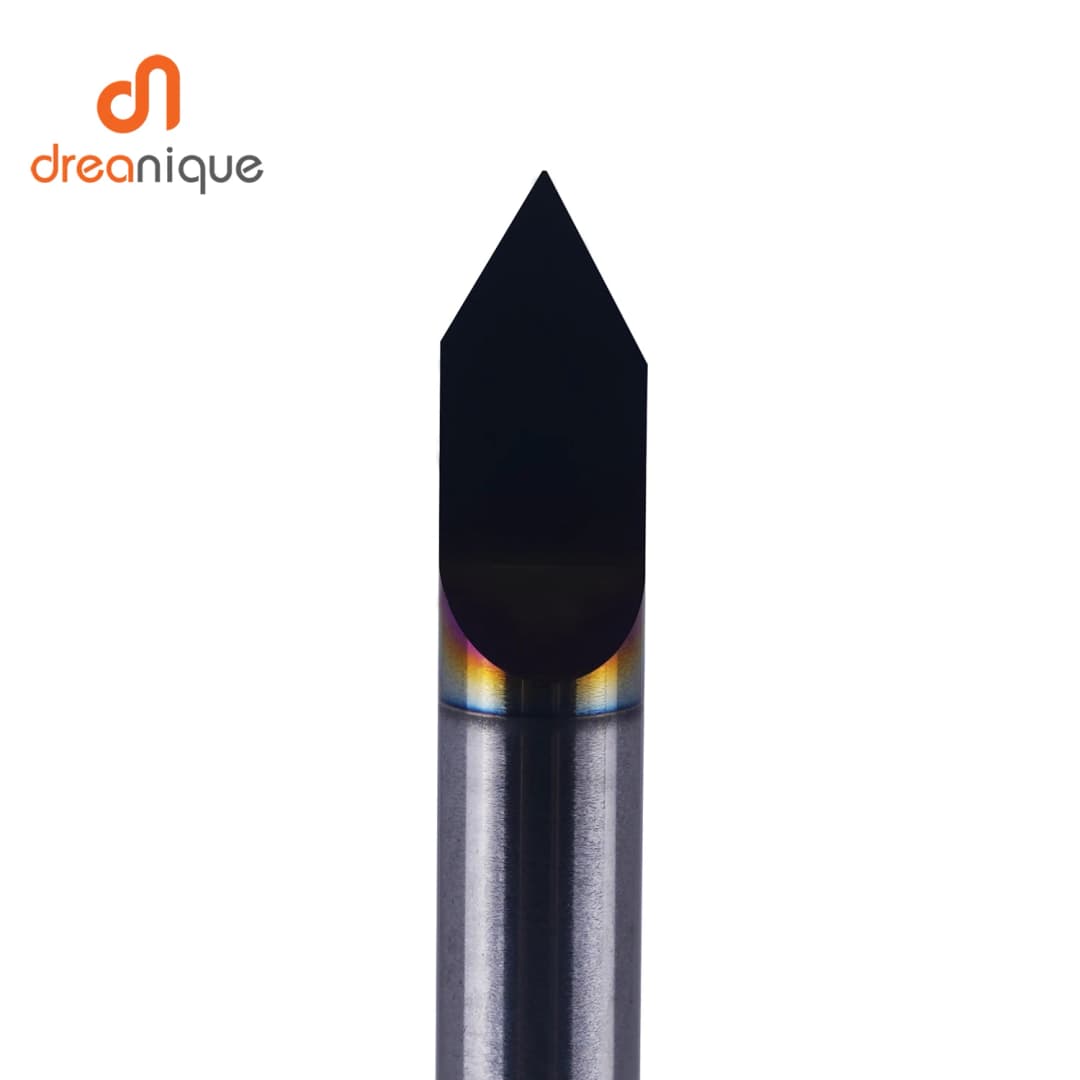 قطعة نقش لوحة دارات مطبوعة من كربيد القاع المسطح من Dreanique 1 قطعة ساق 3.175 مم مطلية بطبقة DLC بزاوية 30 و60 و90 درجة طرف 0.1 و0.2 و0.3 مم أداة قطعة أخدود على شكل V - 2