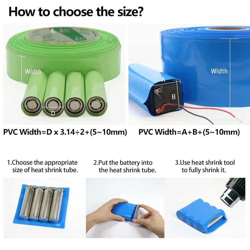 1M PVC Colourful Width 7~103mm Heat Shrink Tube 18650 Lipo Battery Pack Insulated Film Wrap Lithium Case Protection Cable Sleeve - 2