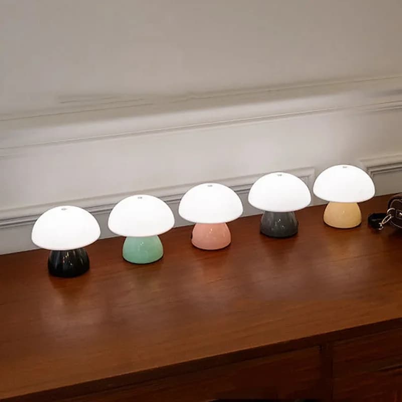 Mushroom LED Table Lamp Touch Dimming USB Charging Night Light for Bedroom/Desk/Coffee Bar Decorative Ambient Night Lighting - 5
