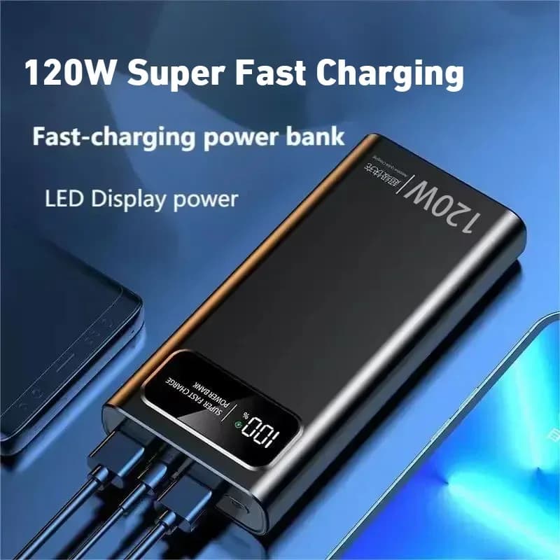 بنك طاقة لينوفو 50000mAh، شحن فائق السرعة 120W، بطارية عالية السعة، شاشة رقمية، مناسب لأجهزة آيفون وسامسونج وهواوي - 4