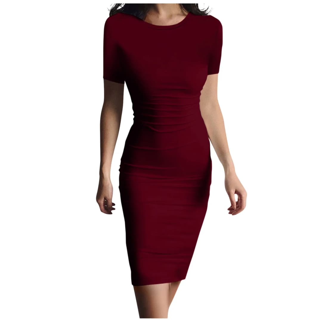 Summer Dress High Stretch Tank Robe Solid Short Sleeve Casual Slim Long Pencil Dress Women Sexy Maxi Dress Elegant Thin Vestido - 4