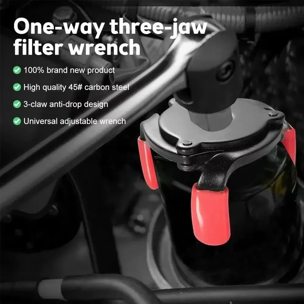 مفتاح فلتر زيت سيارة 1 قطعة مفتاح ربط ثلاثي الفك أداة إصلاح سيارات ملحقات تغيير الزيت أداة فك فلتر زيت عالمية - 4