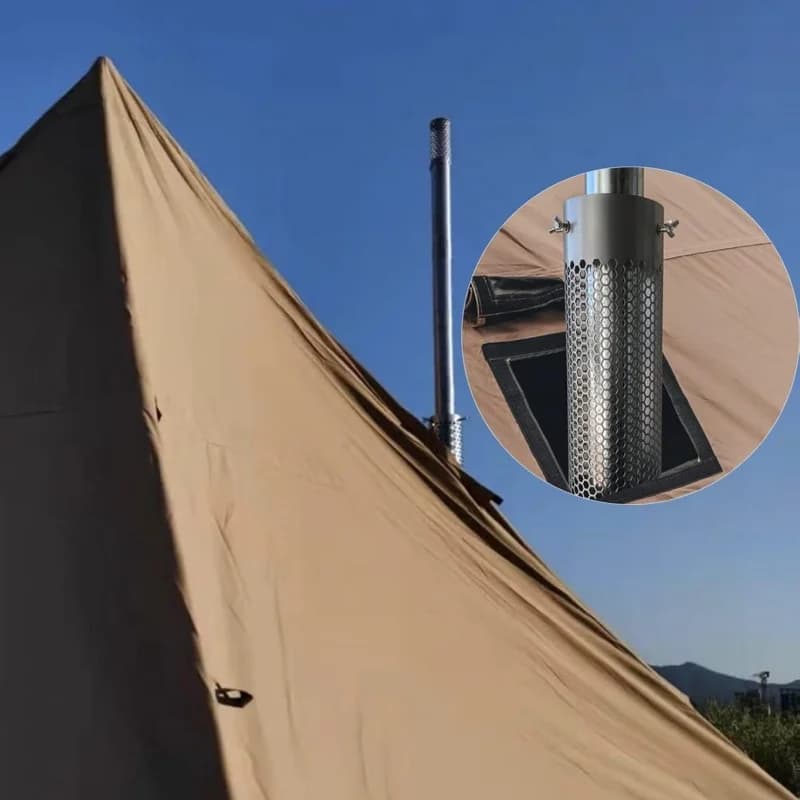 Camping Stove Pipe Stainless Steel Chimney Tube For Outdoor Tent Wood Stove Heat Resistant Anti Scald Cover Safety Accessories - 2