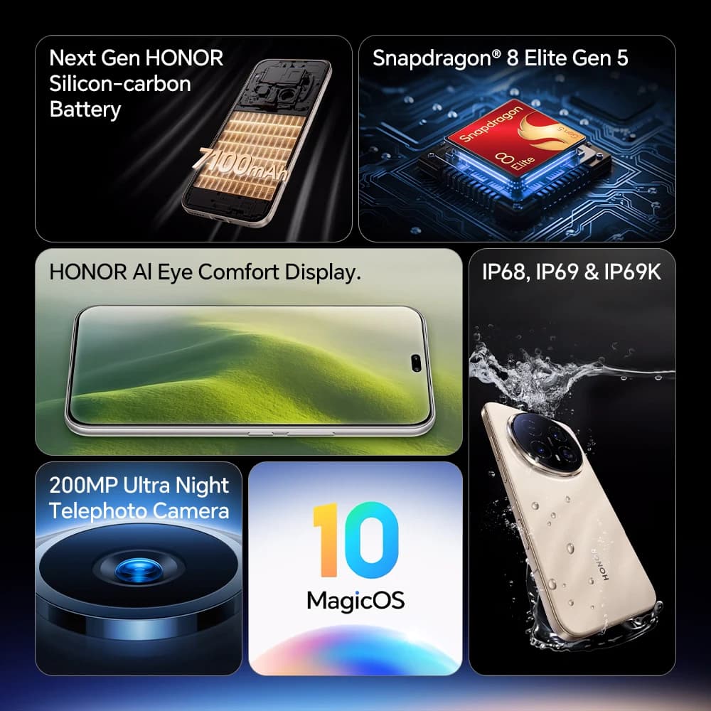 إصدار عالمي هونر ماجيك 8 برو سنابدراجون 8 إيليت الجيل 5 شاشة أوليد 6.71 بوصة 120 هرتز بطارية 7100 مللي أمبير شحن فائق 100 واط ماجيك 8 برو - 2