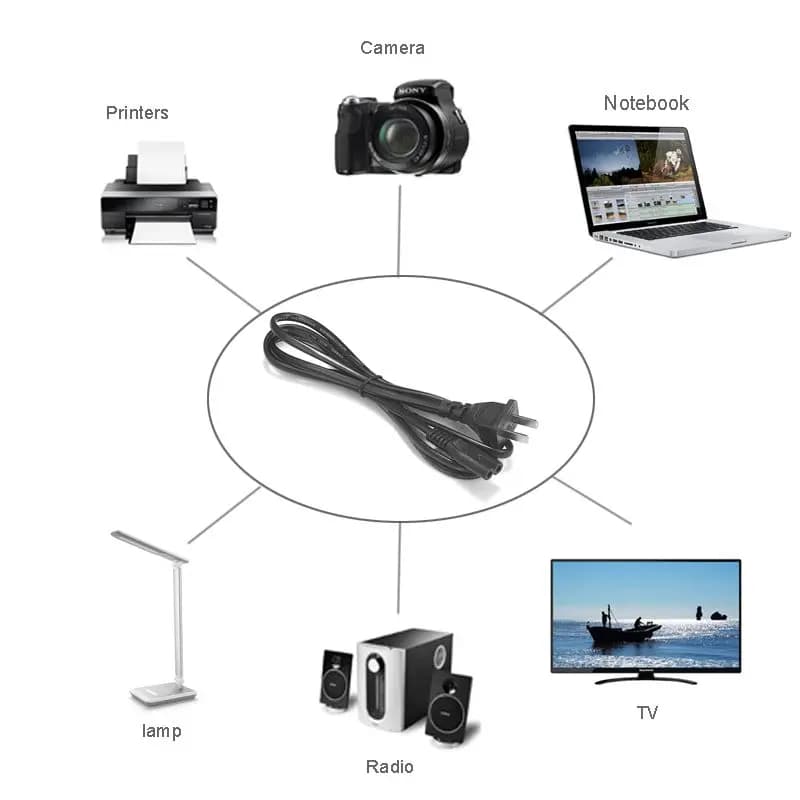 كابل طاقة IEC C7 أمريكي/أوروبي/أسترالي/بريطاني/ياباني، سلك تمديد طاقة على شكل رقم 8 لشاحن البطارية، الراديو المحمول، سوني PSP 3/4، الطابعة - 6