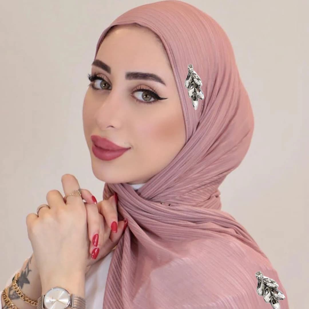 ألماس جديد مضلع جيرسي حجاب كريب حجر الراين وشاح مسلم عادي شالات ناعمة يلتف الإسلامية عصابة للنساء - 2