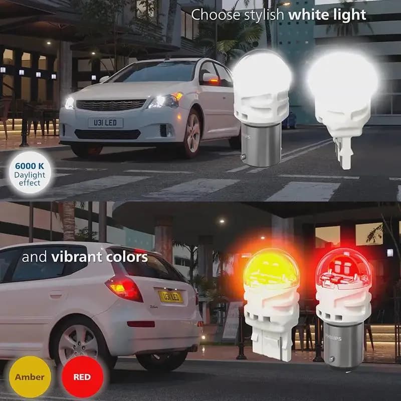 Philips Ultinon Pro3100 LED P21/5W 1157 S25 Red White Color Car Turn Signals Lamps Reverse Light Rear Bulbs Stop Fog Beam P21W - 2