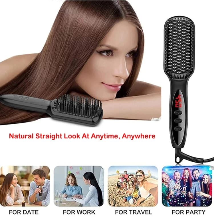 Hair Straightener Brush Comb Electric Hair Brushes Hot Comb Straightener For Hair Anti-scalding Ceramic Beard Straightener Brush - 5