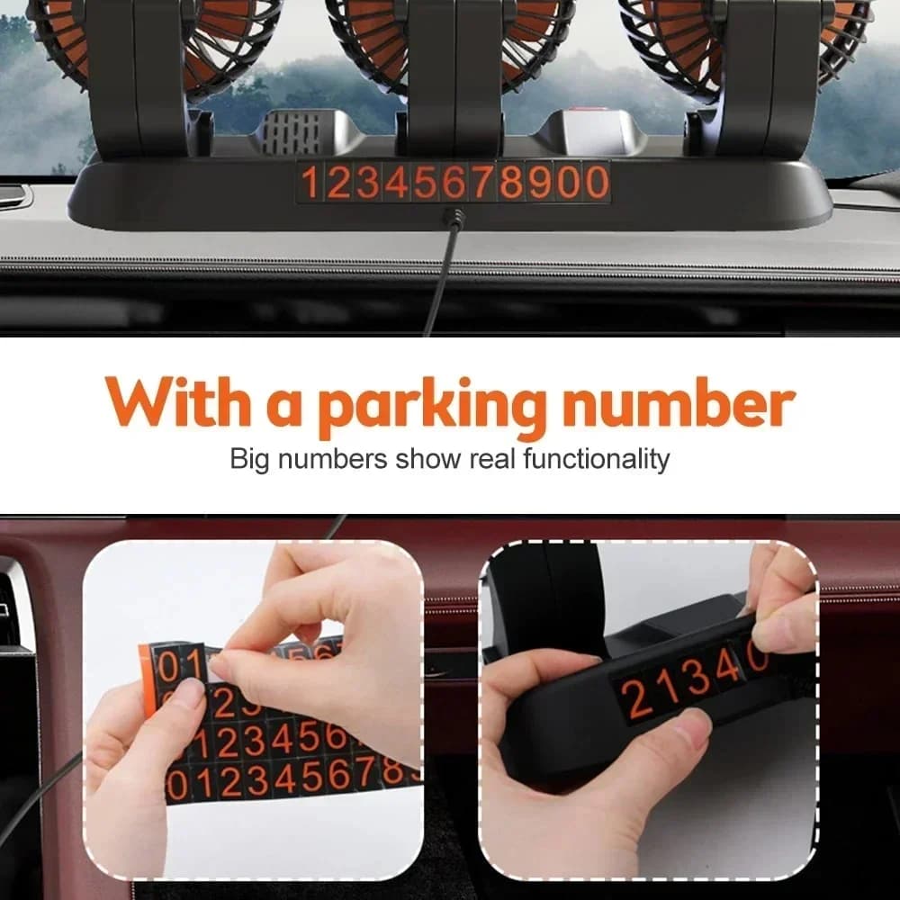 Car Fan 360° Adjustable 3 Head Air Fan Automotive Electric Fan USB/12V/24V Fan 2 Speeds Car Silent Fan For Home Desk Office&Car - 5