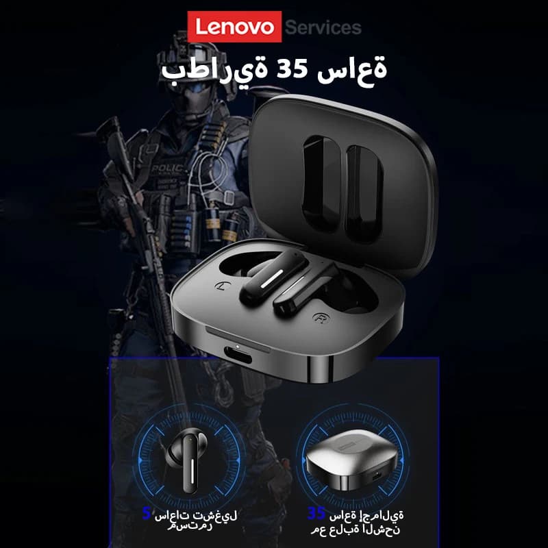 سماعات أذن لينوفو LE209 جديدة لاسلكية بلوتوث 6.0، إلغاء الضوضاء، سماعات رأس رياضية، عمر بطارية 30 ساعة، مع ميكروفون - 4