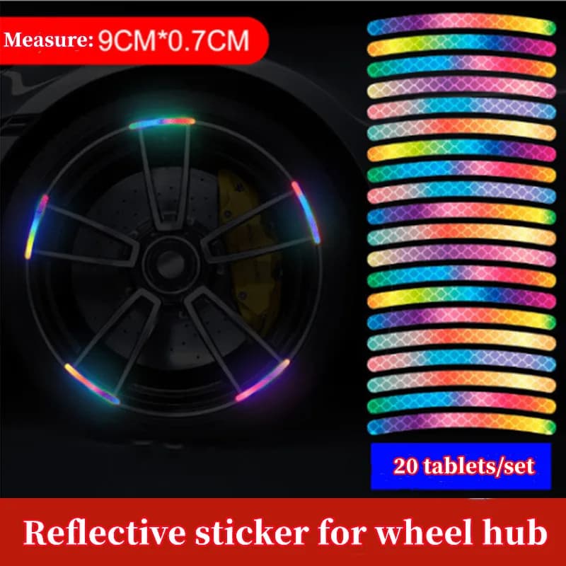 Anti-Collision Reflective Warning Stickers For Car Motorcycle, Bicycle Wheels, Seven-Color Laser Car Decoration Accessories - 2