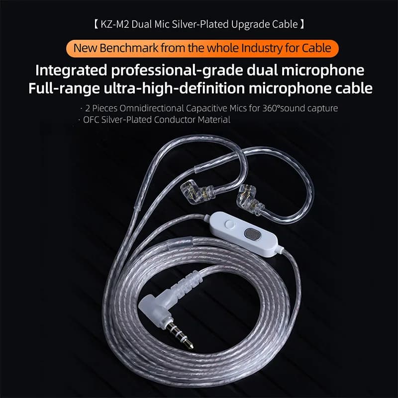 KZ-M2 Silver-plated upgrade cable with Type C/3.5MM dual microphone for EDX Pro X AS16 Pro PRX Zenith - 5