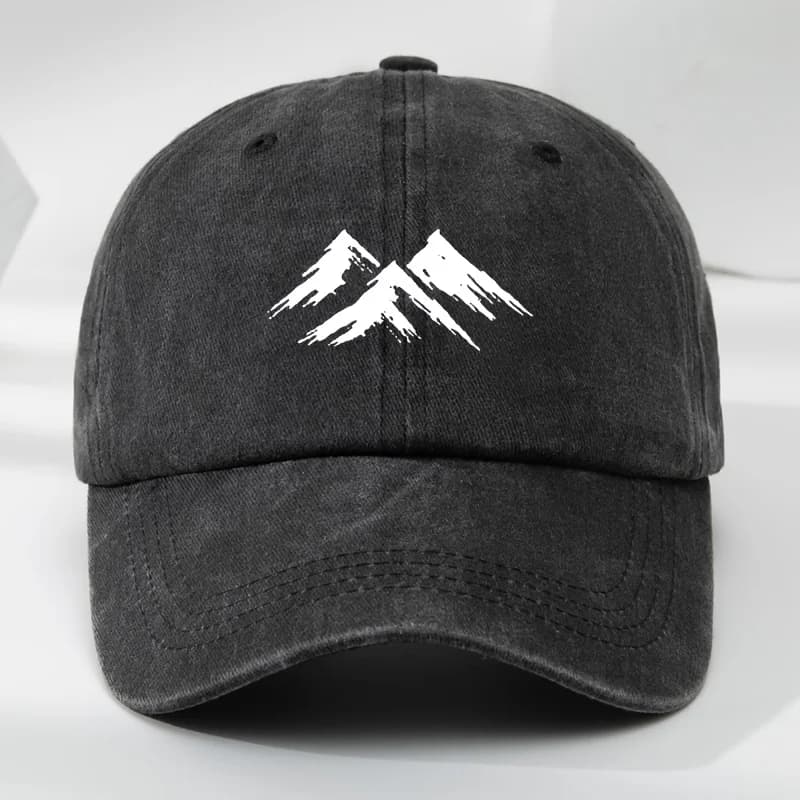 Interesting baseball cap, mountain print, outdoor men's casual sports, breathable duckbill cap, washed retro sun hat - 2