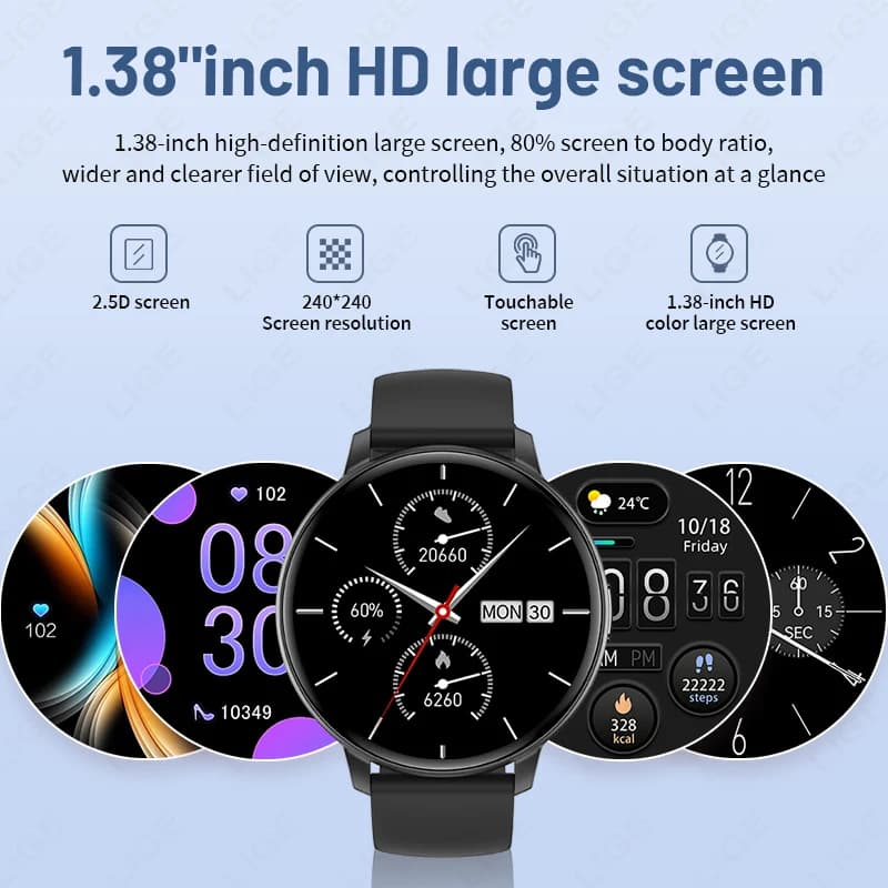 LIGE Smart Watch Men Women Bluetooth Call Heart Rate Health Monitor 1.38inch HD Screen Fashion Sports Men Smartwatch Women  2026 - 2
