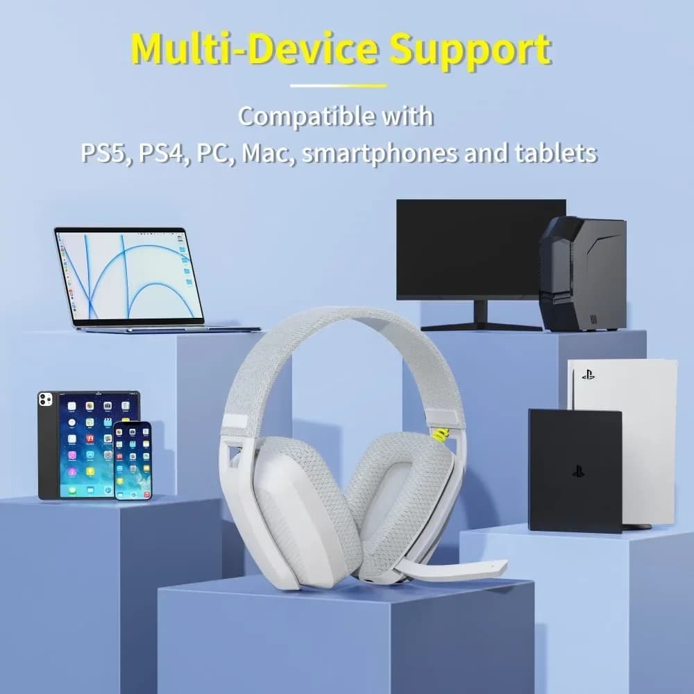 BINNUNE BW06، 2.4 جيجا هرتز، سماعة رأس بلوتوث للألعاب مع ميكروفون لـ PS5، PS4، PC، Mac، Playstation، سماعة رأس لاسلكية للألعاب مع ميكروفون - 5