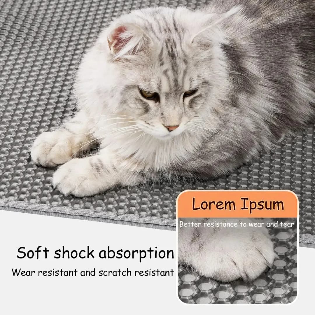 حصيرة فضلات القطط الكبيرة بطبقة مزدوجة، حصيرة مضادة للرذاذ لصناديق فضلات القطط، حصيرة تصفية وحصيرة تسرب الرمل، منتج قطط - 3