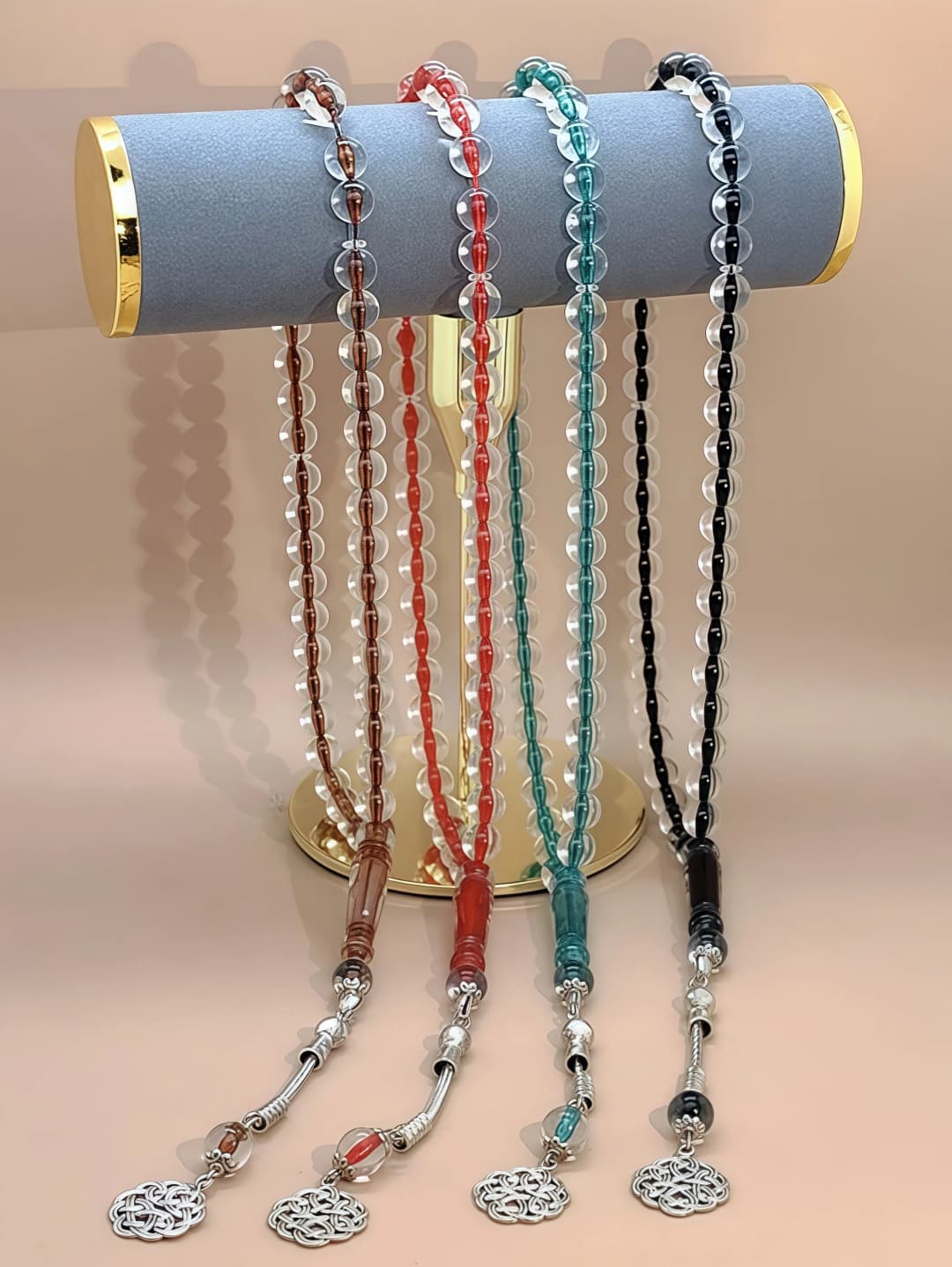 سوار تسبيح يدوي من 45 حبة، 5 ألوان اختيارية، مع قلادة بنقش عربي، هدية للعبادة الإسلامية، هدية لصديق