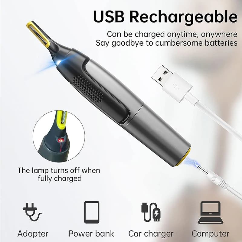 ماكينة حلاقة كهربائية آمنة للعناية بالوجه وتقليم شعر الأنف والأذن للرجال، مزودة بشفرة لإزالة الشعر - 4