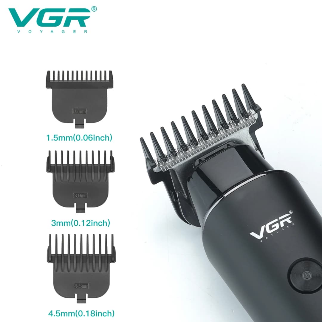 ماكينة تشذيب شعر VGR احترافية، كهربائية لاسلكية، قابلة للشحن مع شاشة LED موديل V937 - 5