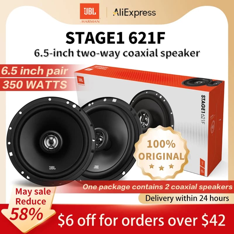 JBL car audio speaker 6-inch 6.5-inch coaxial speaker 350W full-band speaker Hifi speaker Car audio treble mid-speaker subwoofer