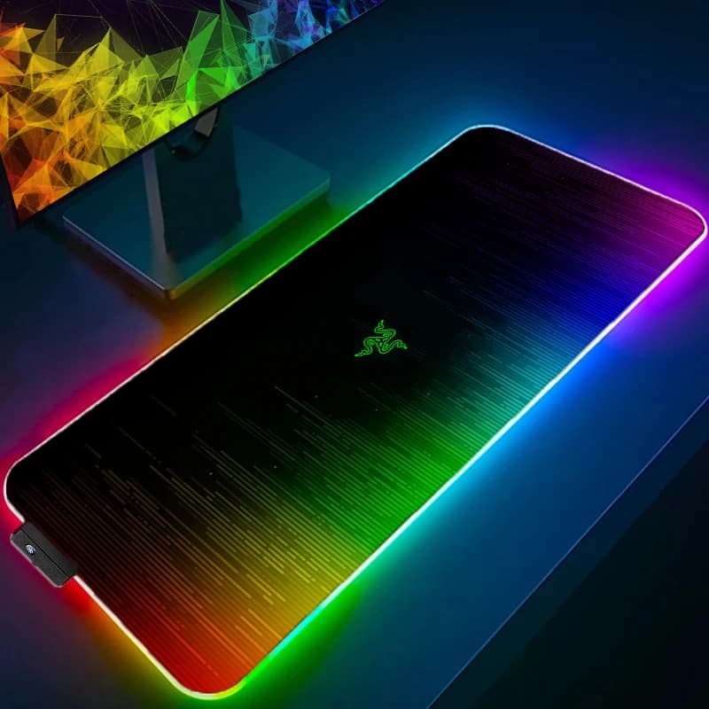 Razer RGB LED Mouse Pad Rubber Extended Pad Non Slip Desk Mat Laptop Keyboard Pad PC Accessories Mousepad HD Large Gaming Mats