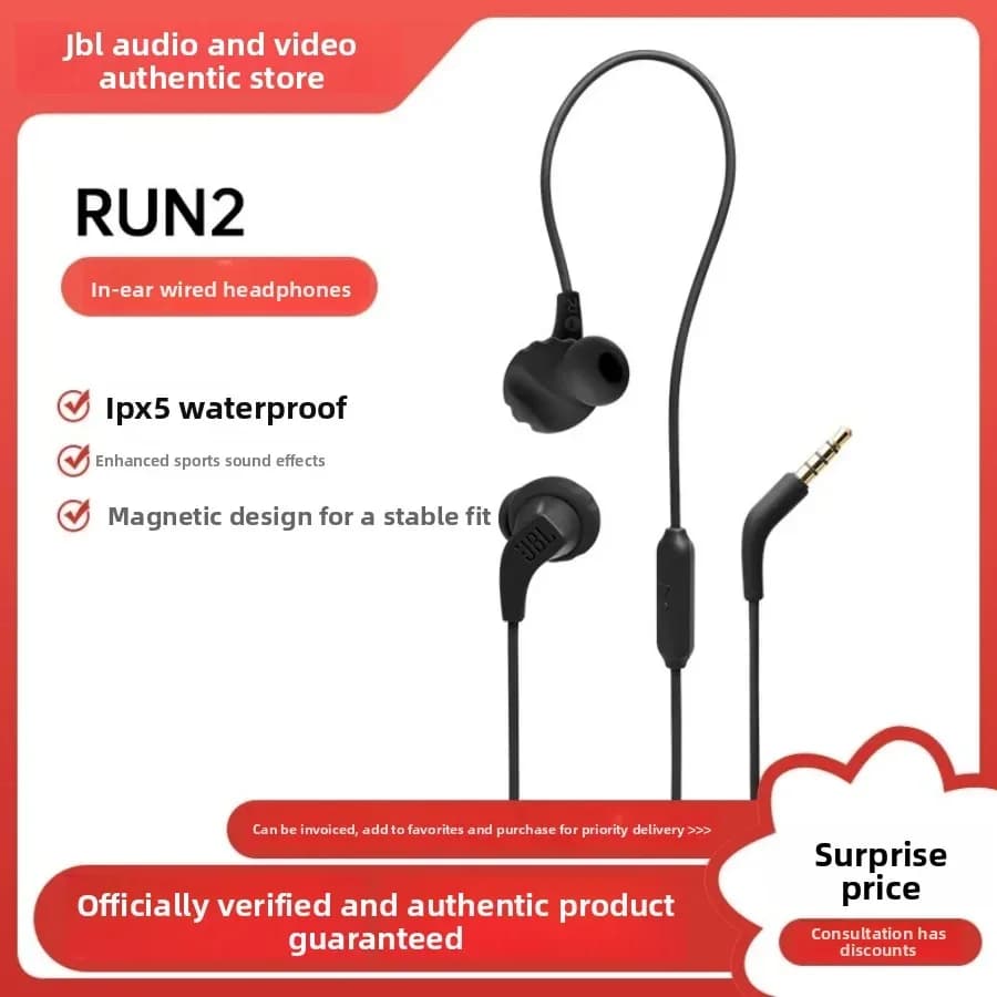 سماعات أذن JBL ENDURRUN 2 مرخصة رسميًا، ميكروفون مدمج، سماعات رأس سلكية للألعاب الرياضية، مقاومة للماء، باس قوي - 2