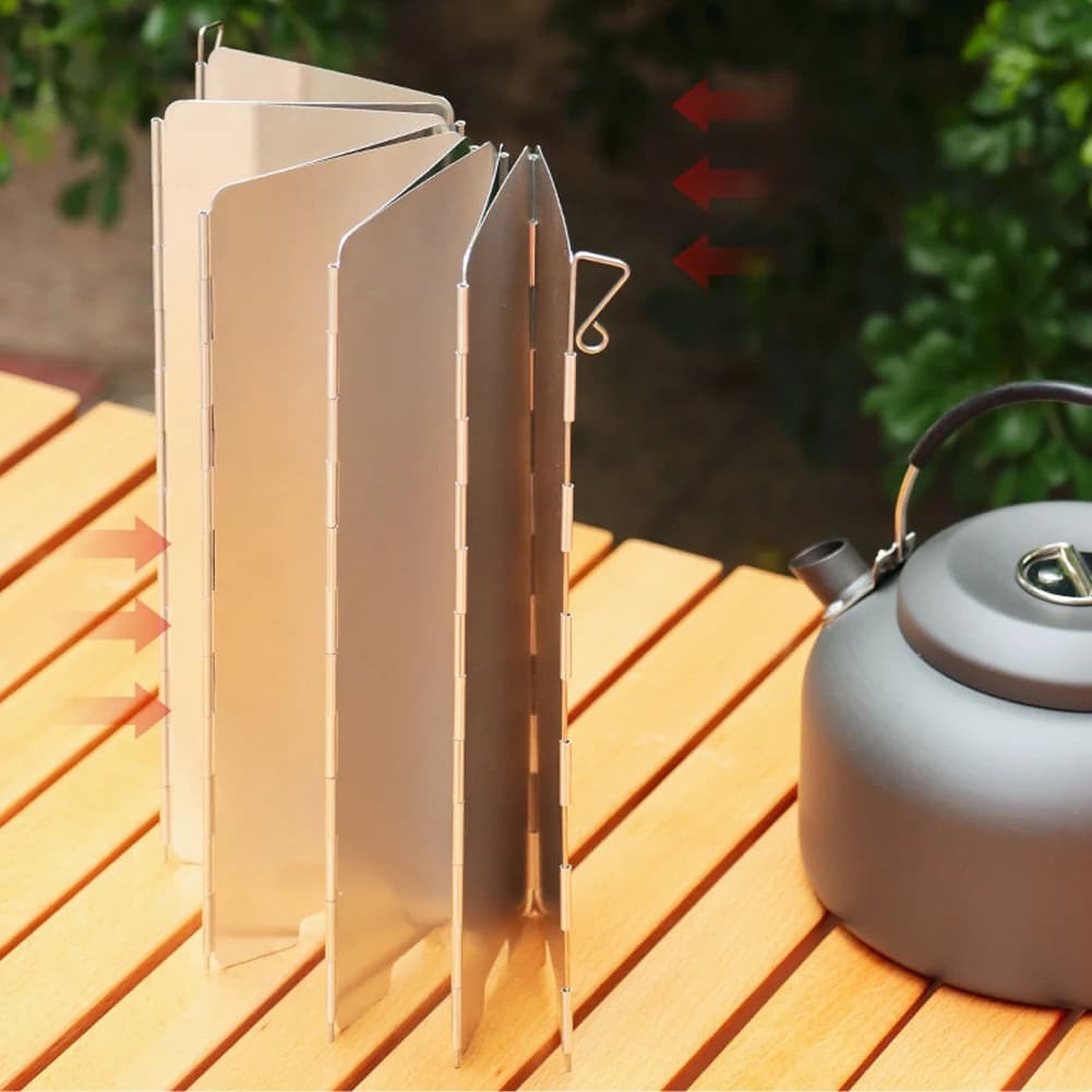 8/10 Plates Outdoor Stove Wind Shield with Storage Bag Cooking Burner Windproof Screen Aluminum Alloy for Camping Picnic - 2