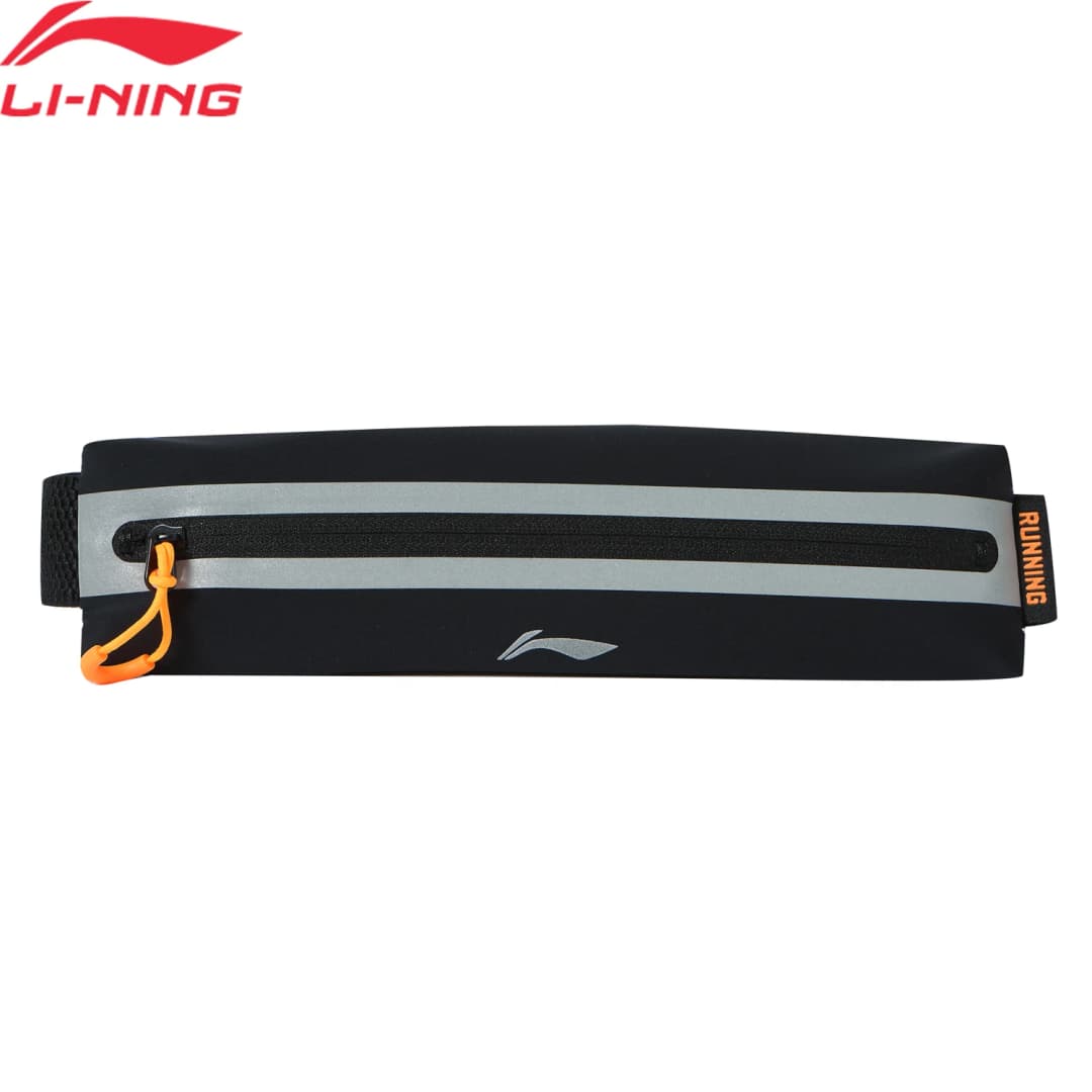 حقيبة خصر Li-Ning للجري للجنسين 100% بوليستر 235*10*55 مم قابلة للتعديل عاكسة للضوء حقيبة خصر للجري للرجال والنساء ABLV013