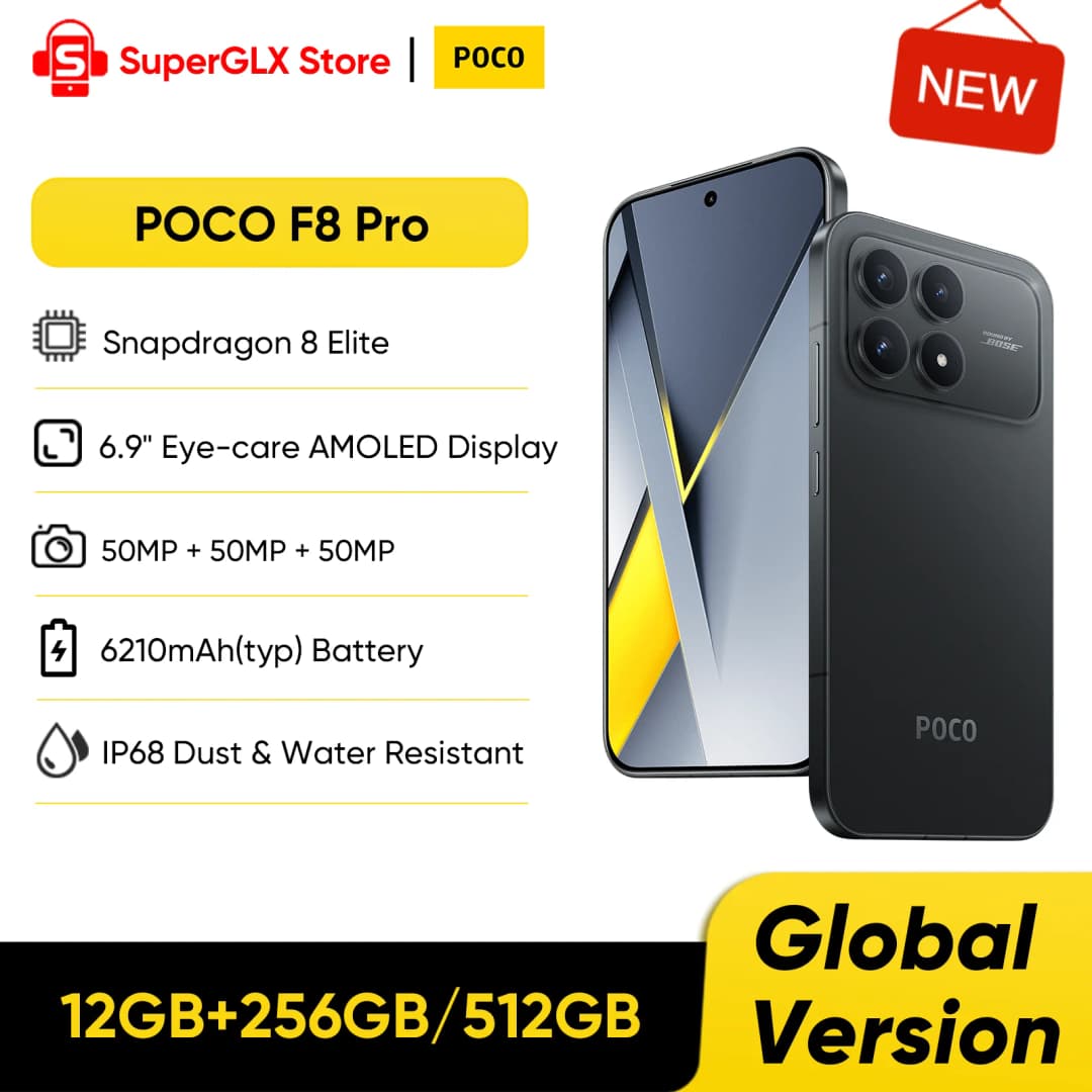 2025 New POCO F8 Pro Global Version 5G Smartphone Snapdragon 8 Elite 6.59" 120Hz AMOLED Display 50MP 6210mAh 100W HyperCharge