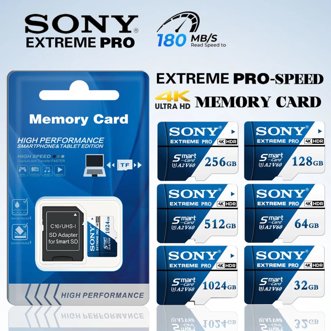 بطاقة ذاكرة SONY Extreme SD، 128/256/512 جيجا، 1 تيرا، مايكرو TF SD، لهواتف Xiaomi والكاميرات وأجهزة الكمبيوتر اللوحية