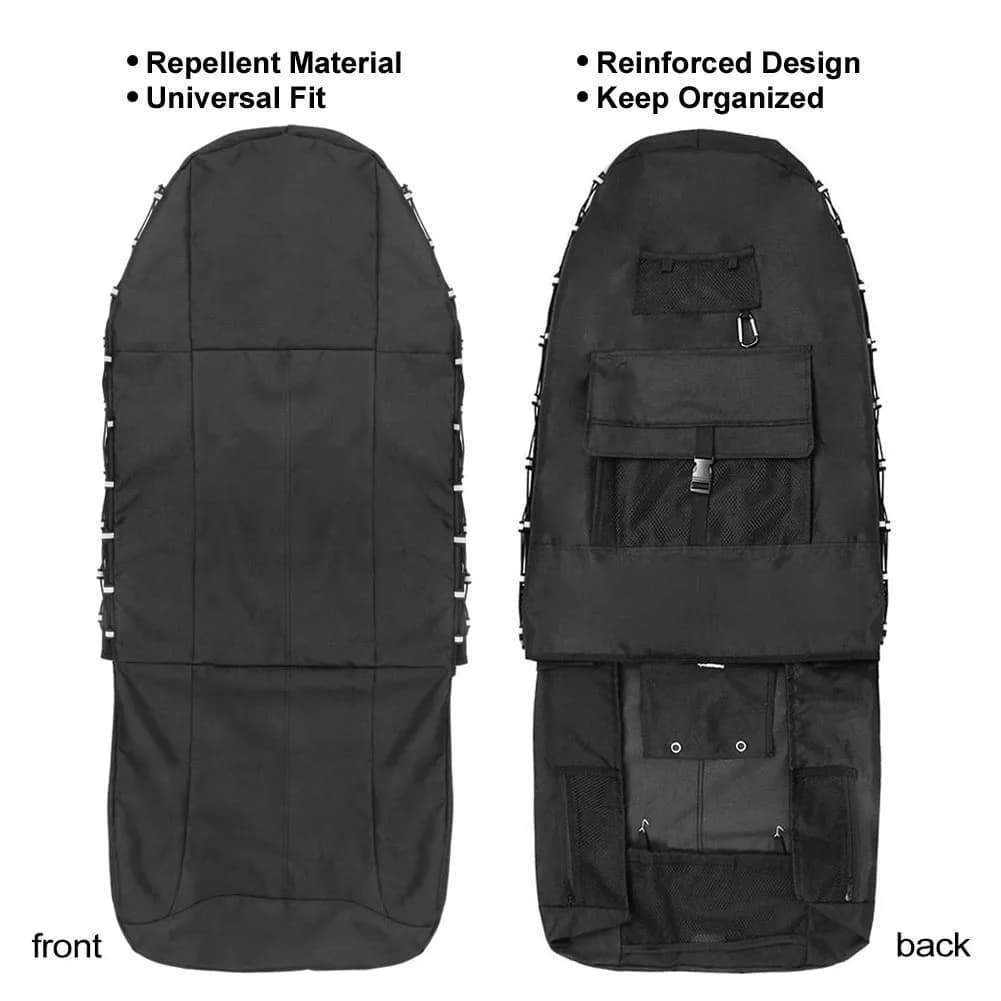 Universal Car Front Seat Cover Waterproof Polyester Seat Protectors Nonslip Backing Dust-proof Covers with Organizer For Cars Bu - 4