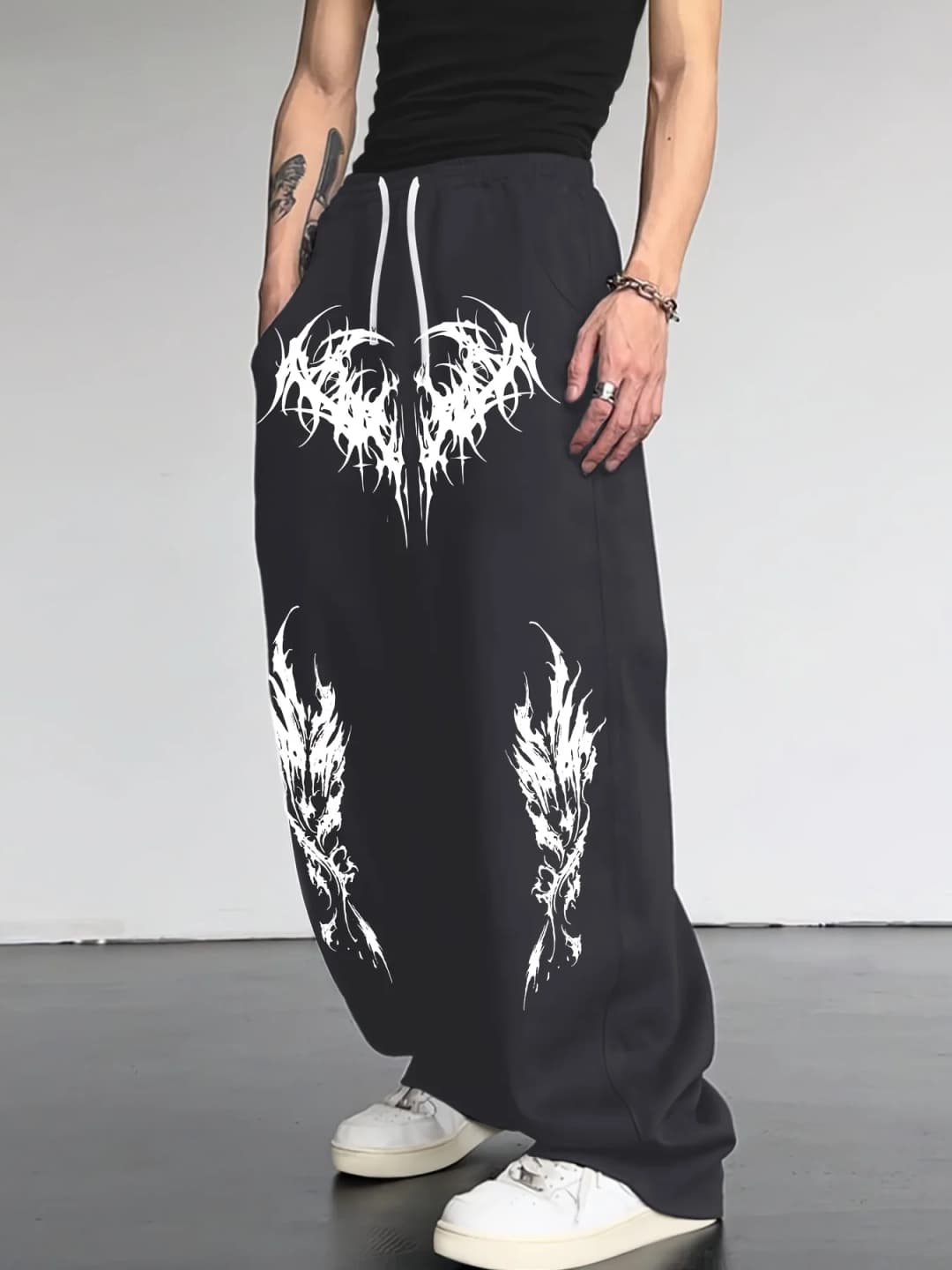 2026 Fashion New Cool Dark Striped Gothic Style Loose Straight Pants Outdoor Men's and Women's Sports Street Casual Pants - 2