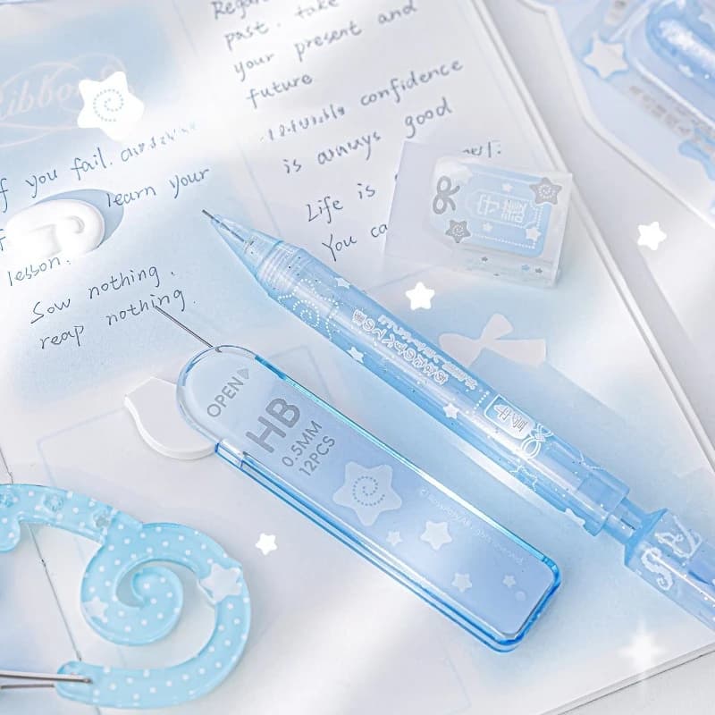 Japanese Omamori Fortune Pencil Set Kawaii Ins Transparent 0.5mm Cute Mechanical Pencil  Aesthetic Study Gift for Students - 4