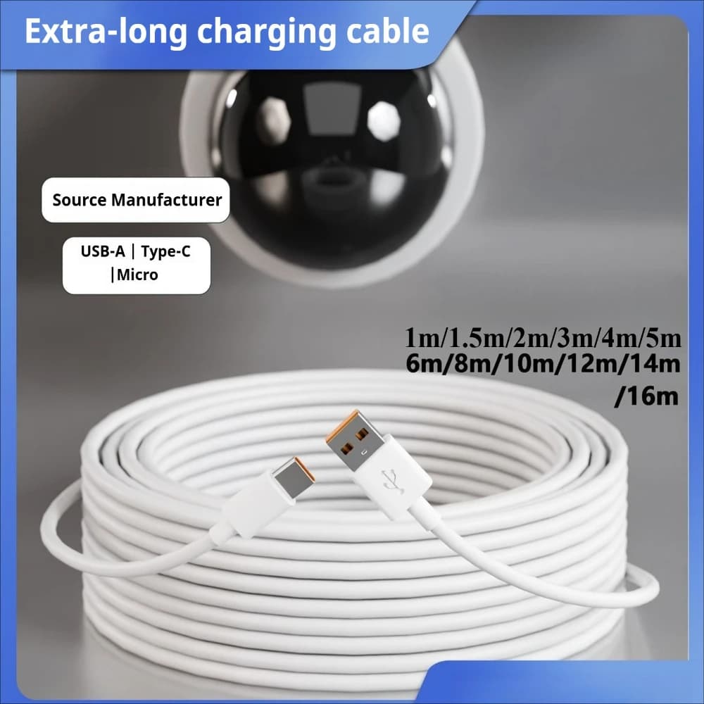 1 قطعة تمديد USB C كابلات شحن اضافية طويلة نوع C شاحن سلك بيانات الحبل لسامسونج شاومي كاميرا الكمبيوتر المحمول 10 متر/8 متر/5 متر/0.3 متر - 3