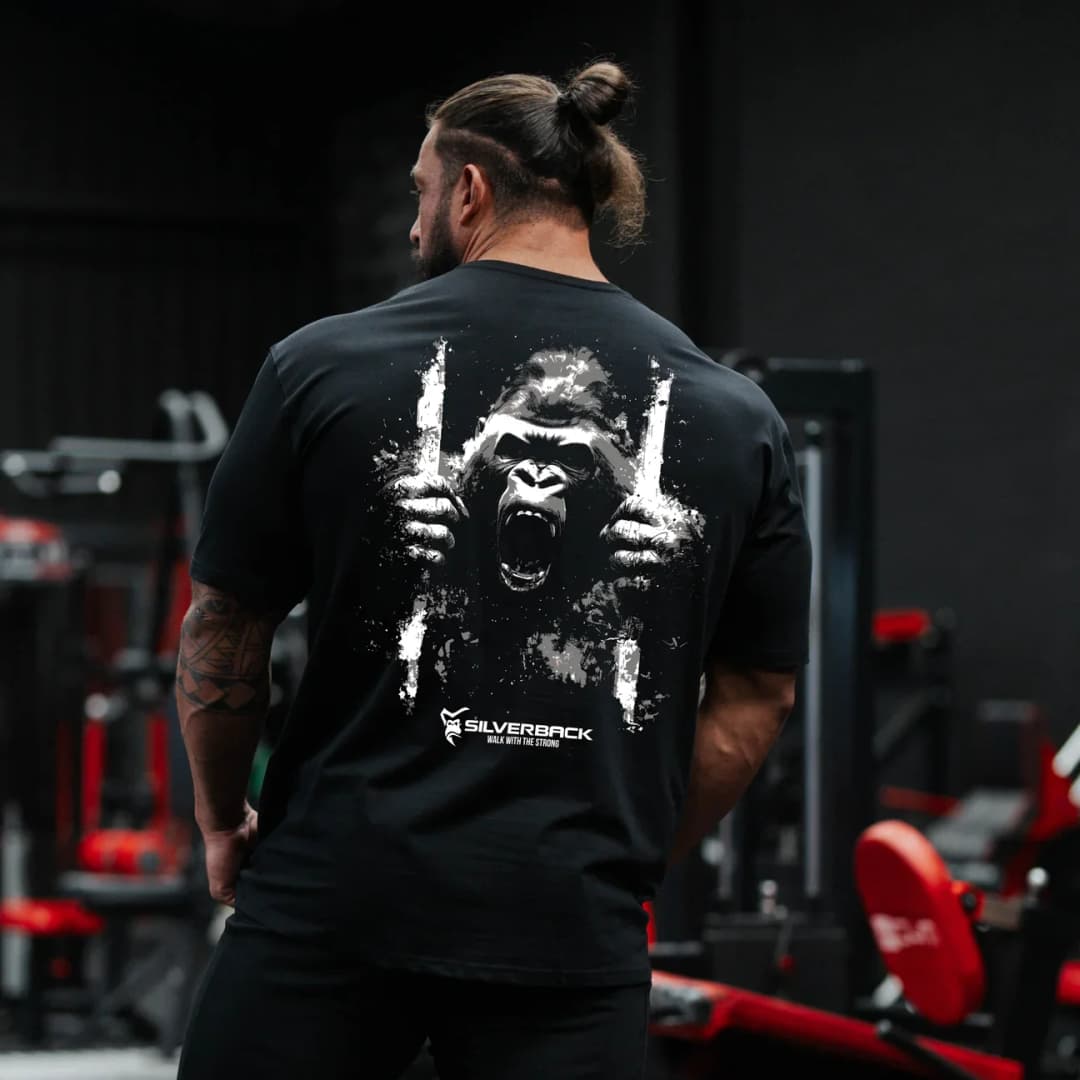 تيشرت فضفاض بأكمام قصيرة من SILVERBACK، ملابس رجالية باردة وقابلة للتنفس لبناء الأجسام والتدريب في الجيم - 2
