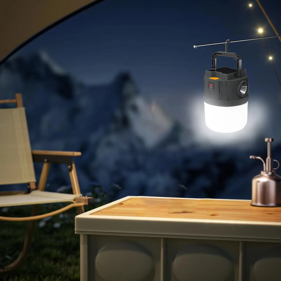 مصباح معلق كروي يعمل بالطاقة الشمسية مع خطاف، مصباح تخييم محمول متعدد الوظائف، لمبة LED قابلة لإعادة الشحن عبر USB - 4