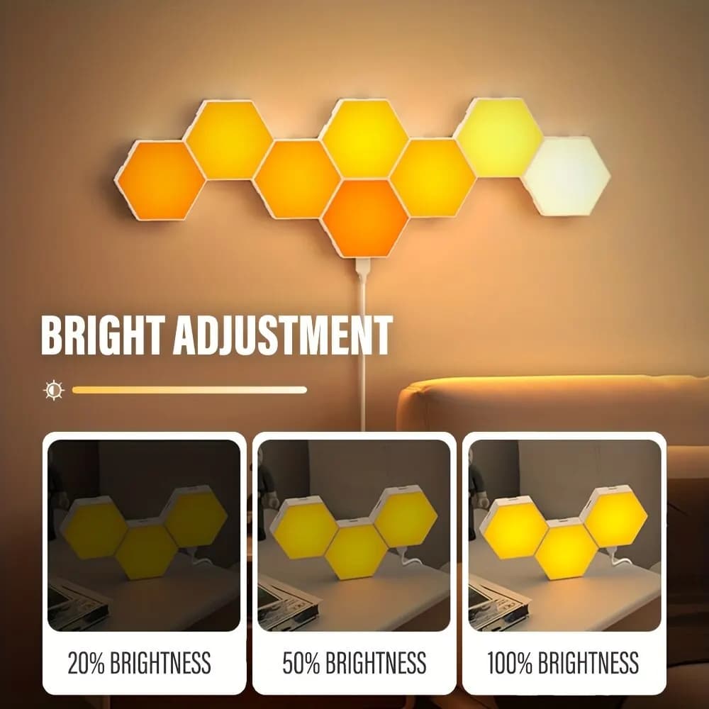 RGB Intelligent Hexagonal Wall Lamp Color-changing Ambient Night Light DYI Shape Music Rhythm APP Control For Game Room Bedroom - 5