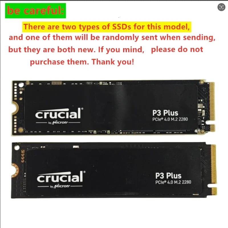 Crucial P3 Plus 500GB 1TB NVMe SSD PCIe Gen4 M2 2280 Internal Solid State Drive 3D NAND High Speed Storage OEM Version - 2