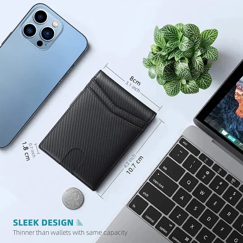 محفظة DIENQI رجالية، حامل بطاقات ائتمان مع حماية RFID، محفظة نحيفة، مجموعة أوراق سوداء - 3