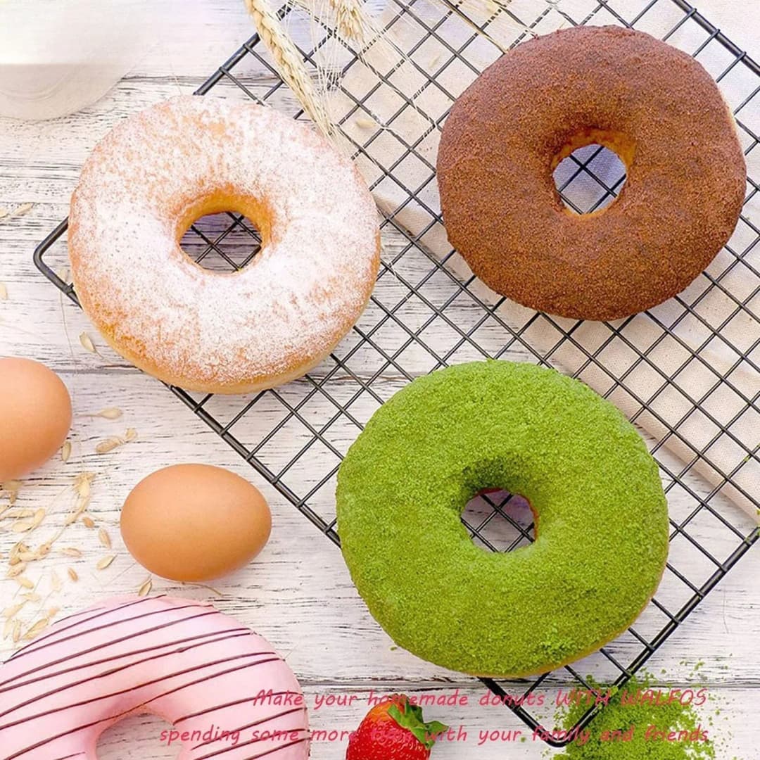 مجموعة قوالب دونات من السيليكون بـ 6 فتحات، غير لاصقة، مقاومة للحرارة وآمنة لغسالة الصحون، سهلة الفصل بعد الخبز. - 5