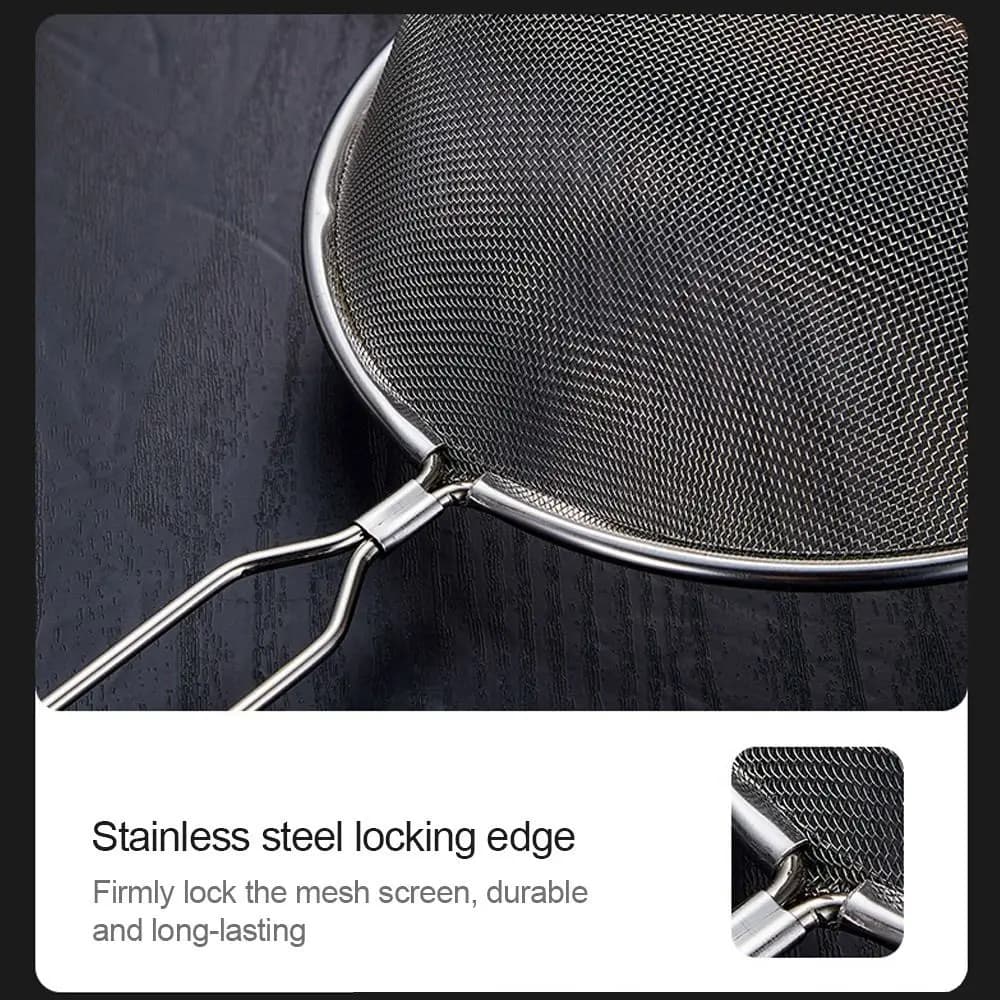 Stainless Steel Flour Filter Screen Soybean Milk Filter Screen Cooking Spoon Double Ear Screen Snack French Fries Kitchen Tools - 3