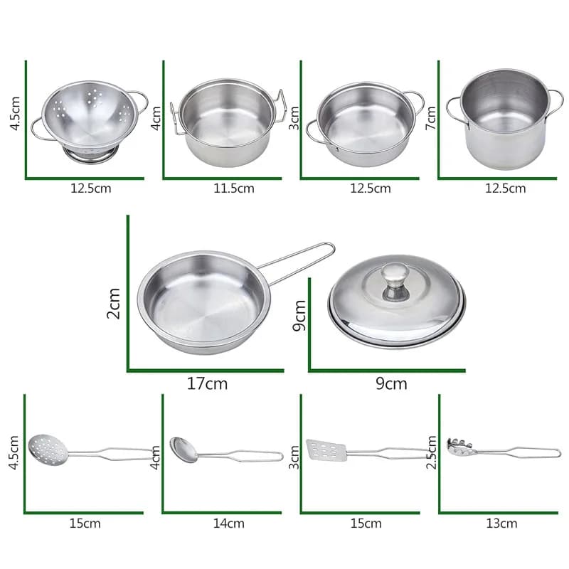 Kids Toy Pots and Pans Toys - Kitchen Play Set Pretend Cookware Mini Stainless Steel Cooking Utensils Development Toys - 2