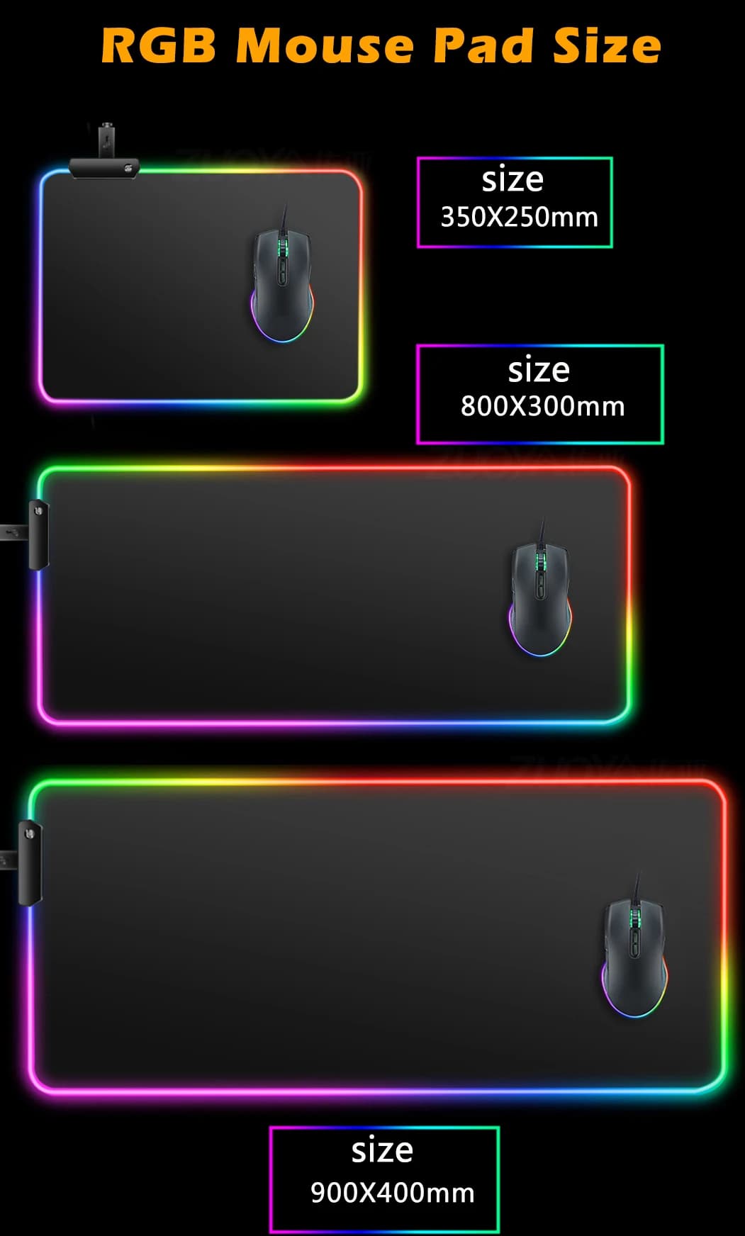 لوحة ماوس Razer RGB LED مع إكسسوارات كمبيوتر شخصي ولوحة ألعاب مطاطية غير قابلة للانزلاق ولوحة مفاتيح فاخرة - 6