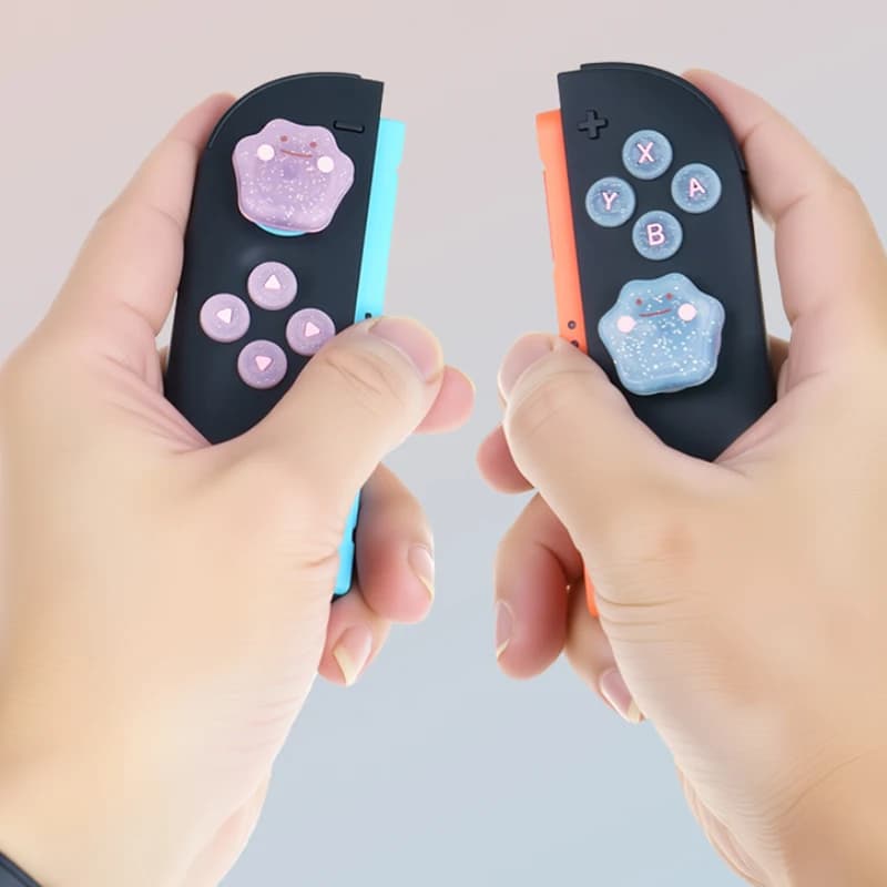 غطاء لاصق لامع ناعم من السيليكون لأزرار D-pad و ABXY لجهاز Switch 2/NS Oled Joy-con مع غطاء قبضة الإبهام - 3